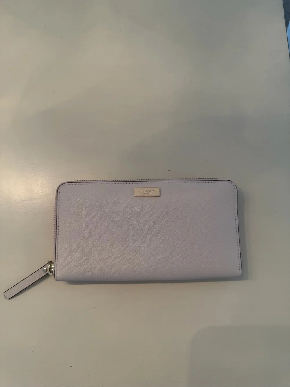 kate spade cream/light beige zip-around leather wallet
